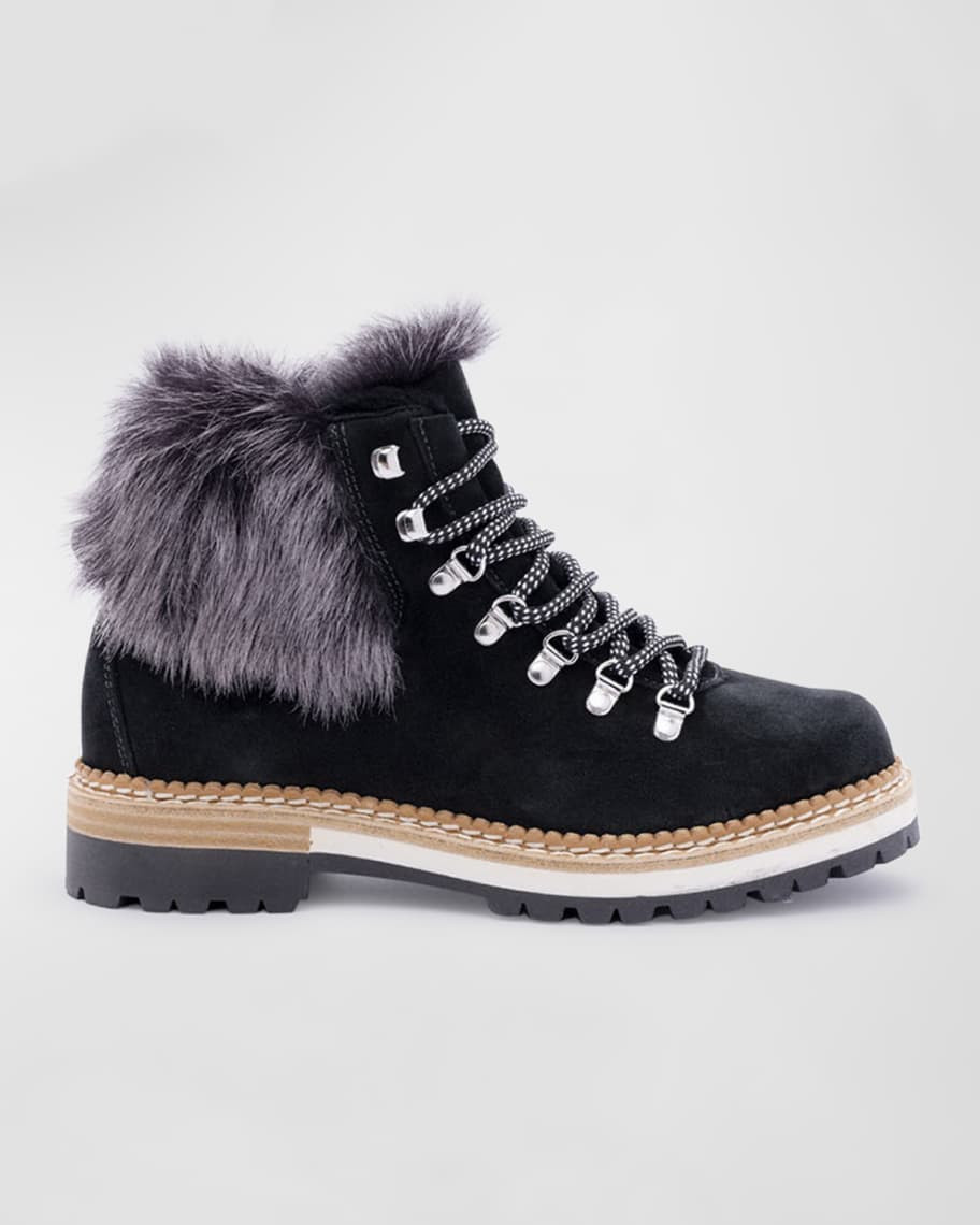 Montelliana 1965 Suede Shearling-Lined Hiking Boots | Neiman Marcus