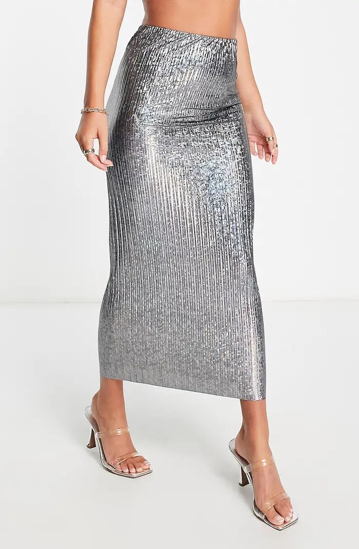 Pleated Metallic Midi Skirt | Nordstrom