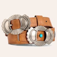 Catchfly Women's Desert Sand Leather & Turquoise Concho Belt | Cavender's