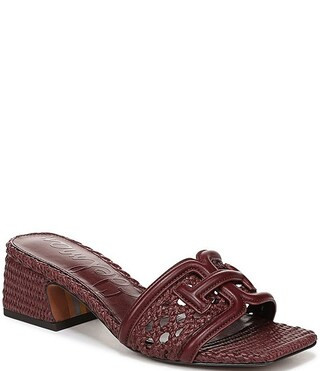 Waylon Woven Raffia and Leather Double E Logo Slide Sandals | Dillard's