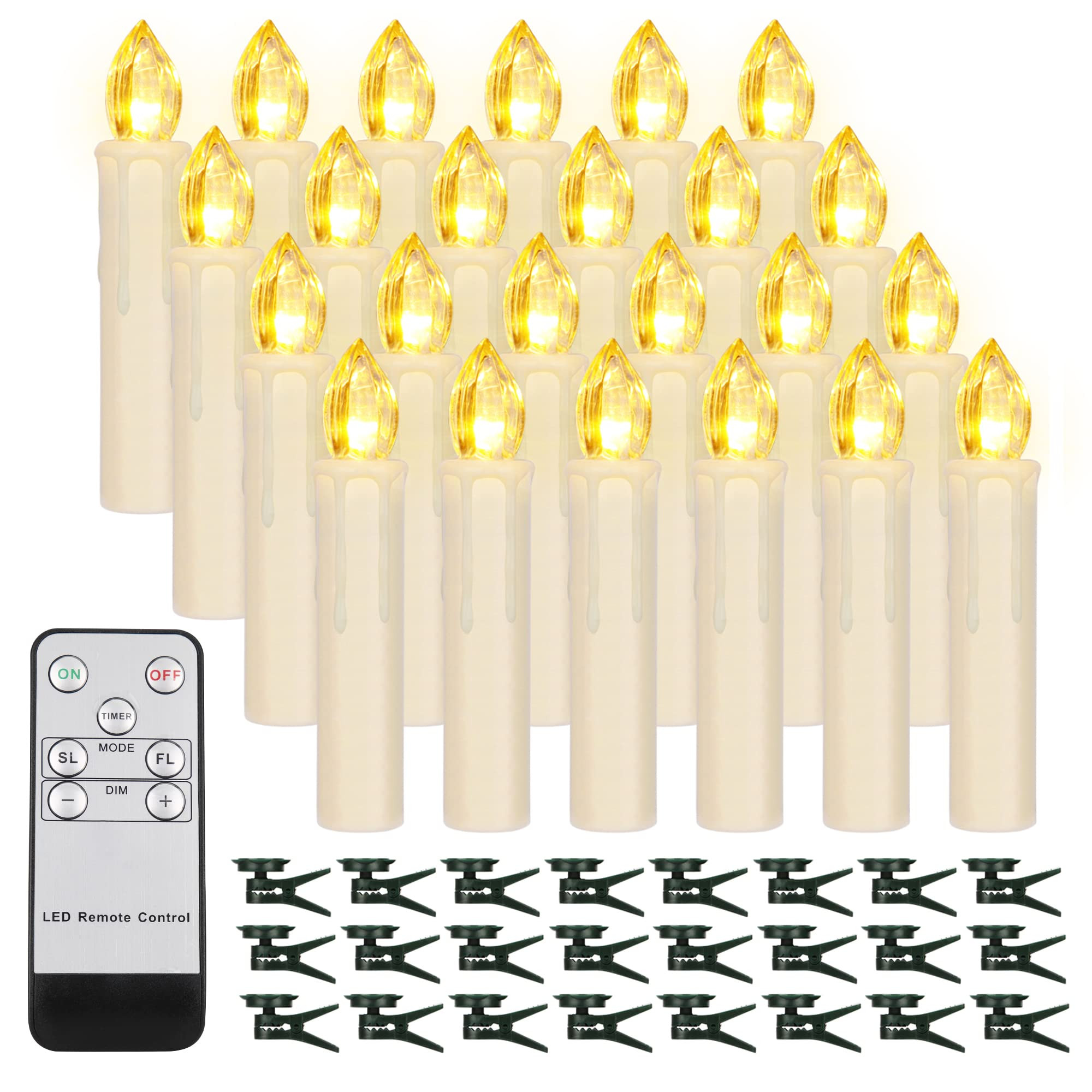 24PCS LED Flameless Taper Candles Flickering with Remote Timer, Battery Operated Waterproof Chris... | Amazon (US)