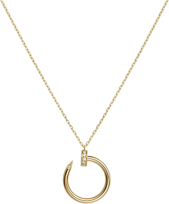 JITUIHOM Ladies' 18k gold necklace,Luxury Designer Jewelry gold chain,Dainty Plated Nail Necklace... | Amazon (US)