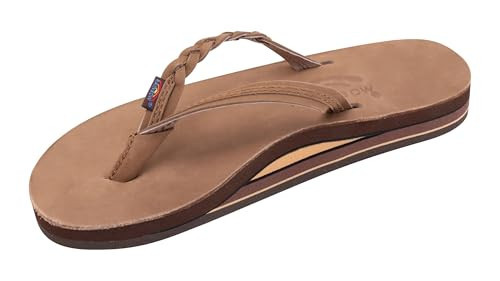 Rainbow Sandals Women’s Double Layer Flirty Braidy Premier Leather w/Single Braided Strap, Dark Brown, Ladies Large / 7.5-8.5 B(M) US | Amazon (US)
