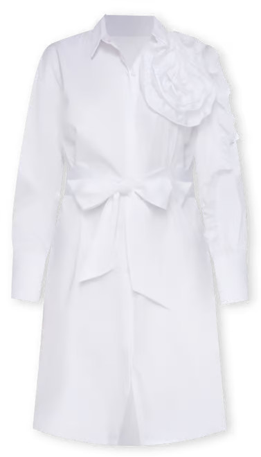 KARL LAGERFELD PARIS Women's Ruffled Tie-Waist Cotton Shirtdress - Macy's | Macy's