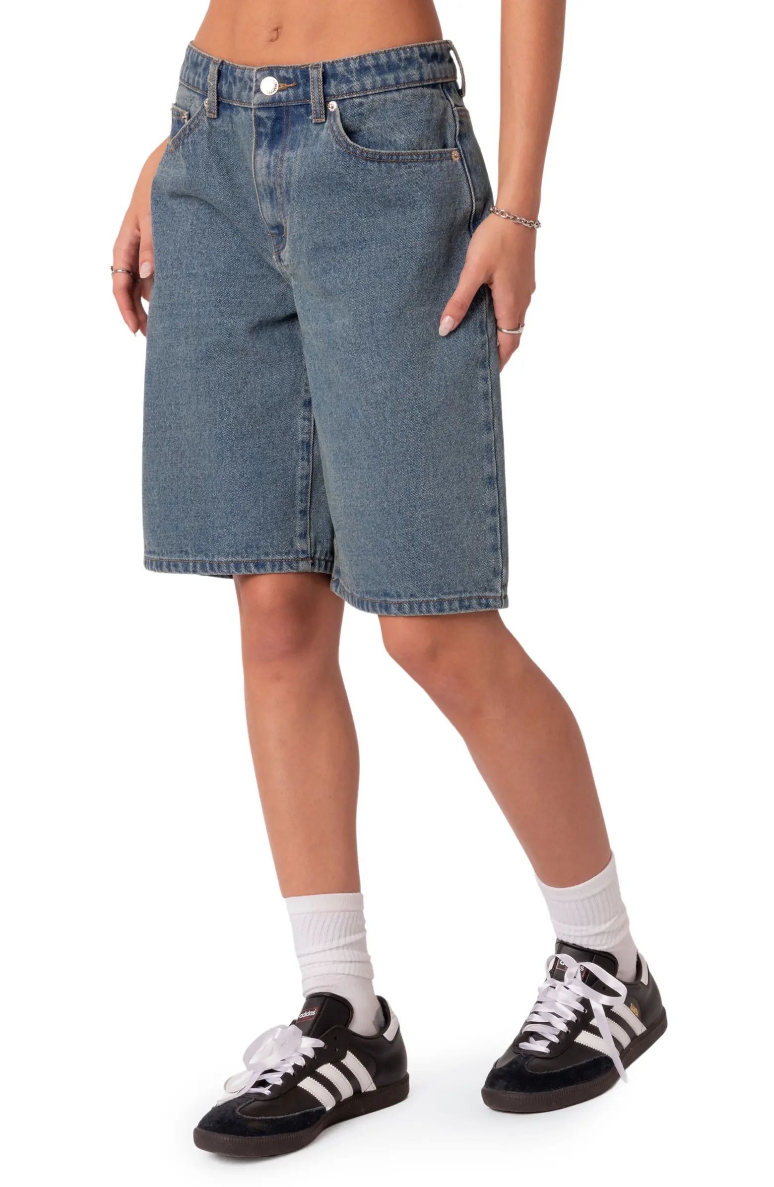 EDIKTED Oversize Low Rise Denim Bermuda Shorts | Nordstrom | Nordstrom