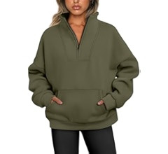 Trendy Queen Sweatshirts Half Zip Pullover Quarter Zip Oversized Hoodies Sweaters Fall Outfits 20... | Amazon (US)