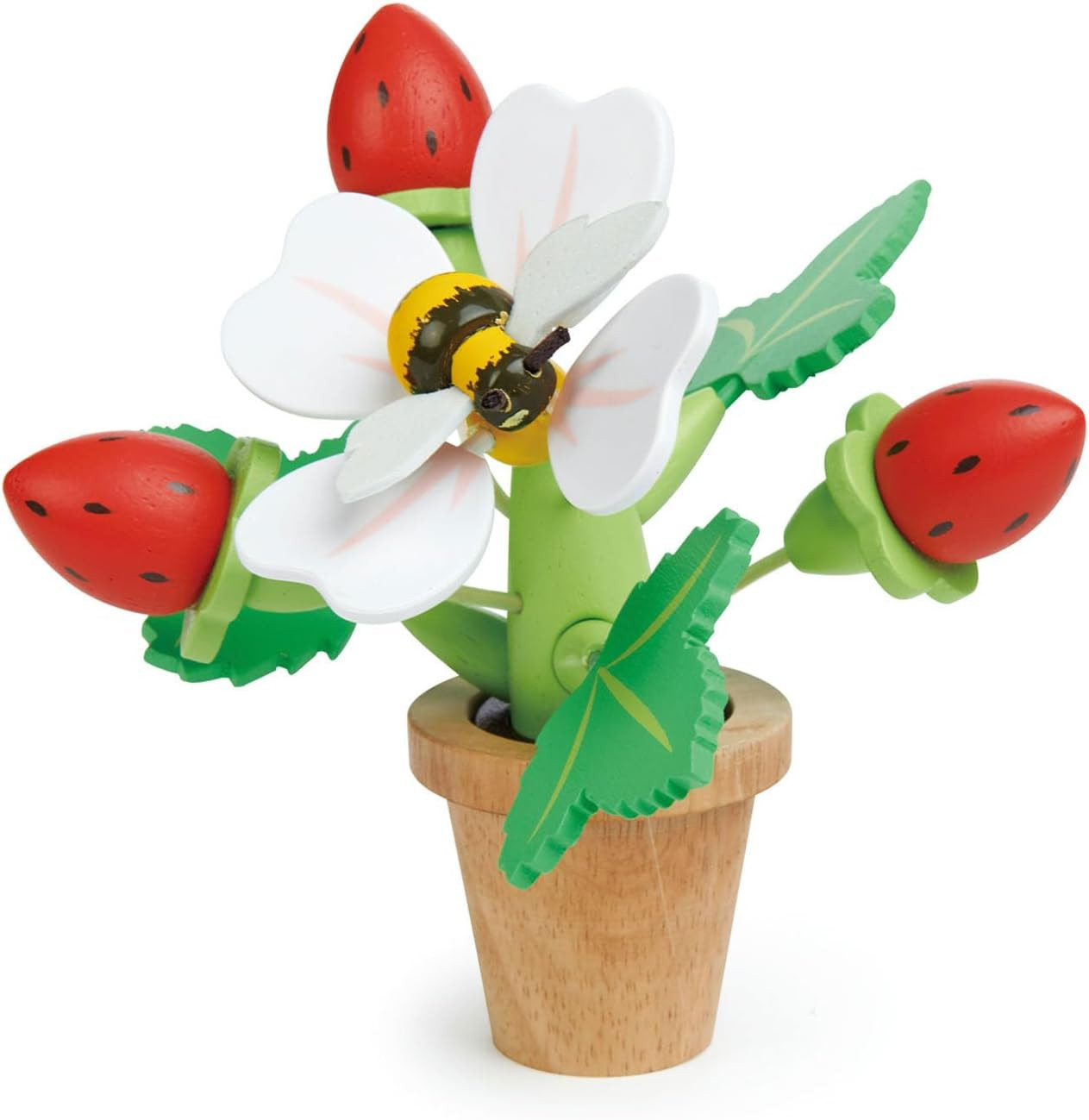 Tender Leaf Toys - Strawberry Flower Pot - Indoor Garden Pretend Play with Magnetic Bumblebee, Re... | Amazon (US)