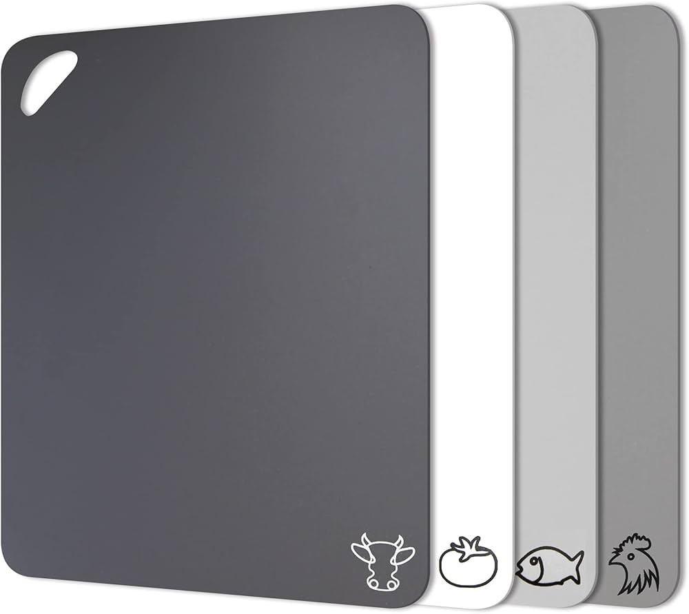 Fotouzy Plastic Cutting Board Flexible Mats With Food Icons, Set of 4, BPA-Free, Non-Porous, Upgrade | Amazon (US)