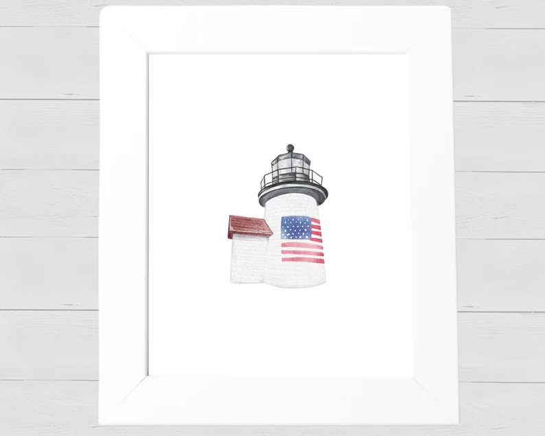 Brant Point Light Watercolor Art - Etsy | Etsy (US)