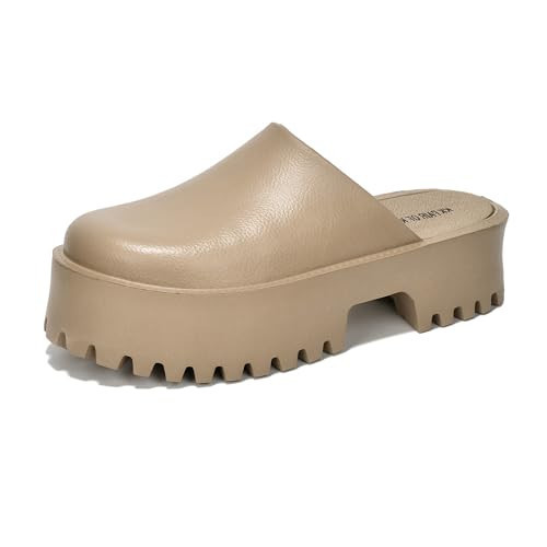 KK PAIR OF KINGS Lightweight Mule Clog Platform Sandals for Women - Comfortable, Non-Slip, Waterproof with Chunky Heels and Lug Sole - Fashionable Women's Sandals with Memory Foam Insole Taupe | Amazon (US)