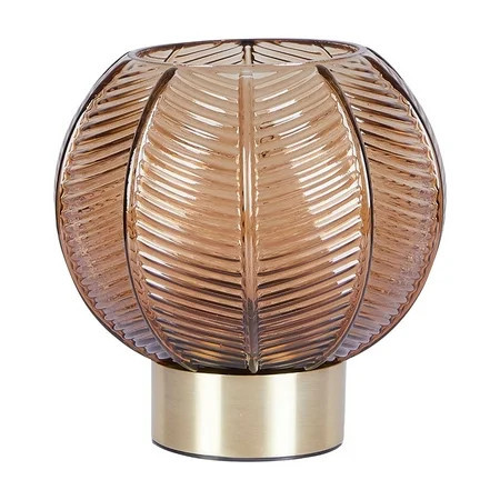 Beautiful by Drew Barrymore 6” Gold Table Lamp with Ribbed Glass Shade | Walmart (US)