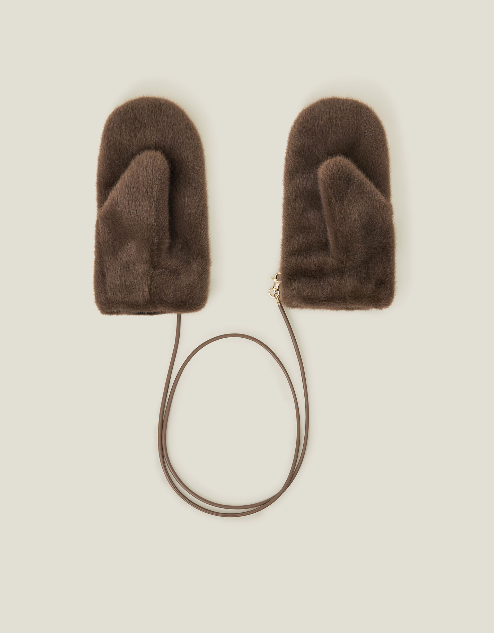 Faux Fur String Mittens Brown | Accessorize (Global)