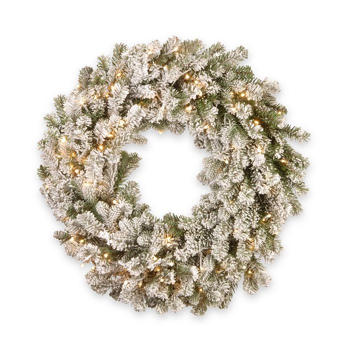 Feel Real® Snowy Sheffield Spruce Wreath with Lights | Bloomingdale's (US)