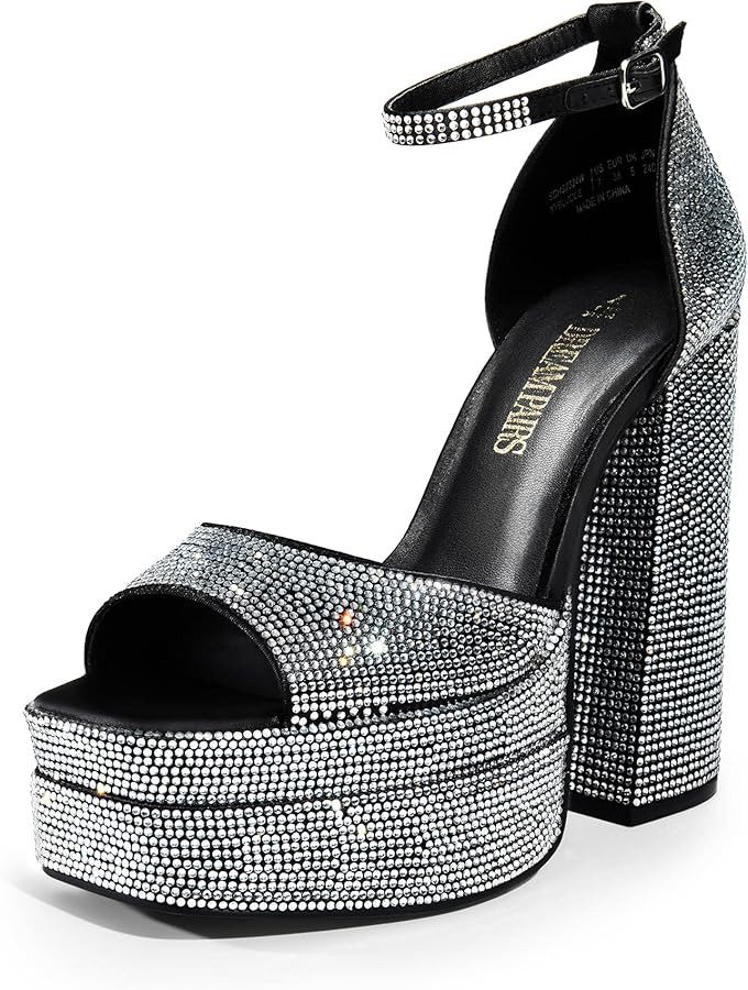 DREAM PAIRS High Heels Chunky Block Platform Heels for Women Ankle Strap Sexy Open Square Toe Hee... | Amazon (US)
