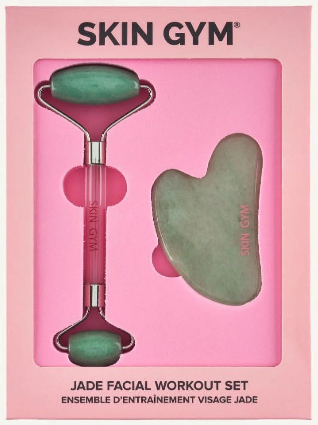 Skin Gym Jade Facial Workout Set with Jade Facial Roller and Jade Sculpty Heart Gua Sha Tools, Re... | Walmart (US)