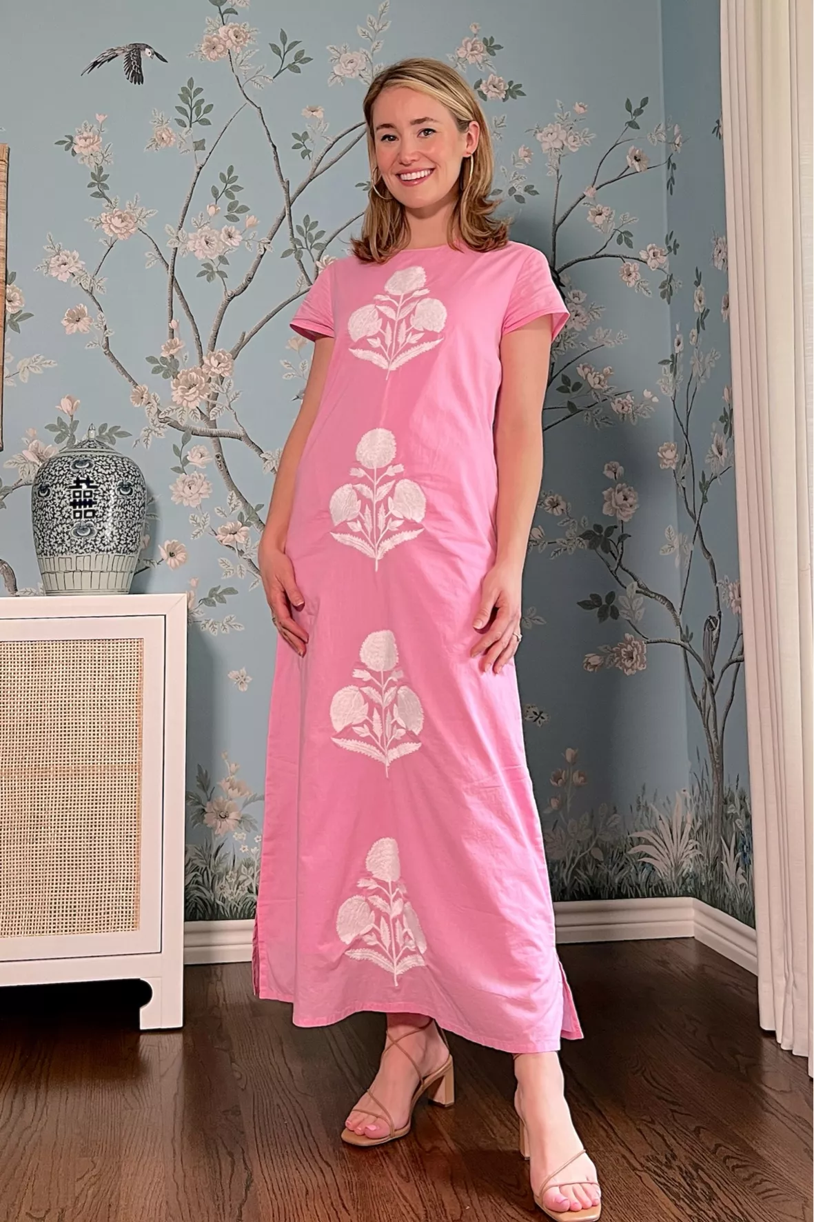 madison matthews dresses ZAGS x Mathews Duster Pink Seersucker Abigail Maxi Dress