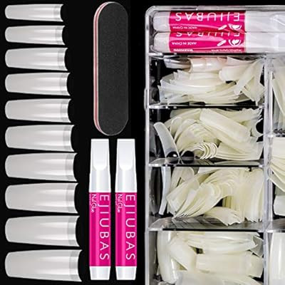 Nail Tips And Glue Acrylic Nails - Ejiubas Press On Nails Set 500PCS Coffin Nail Tips Natural Hal... | Amazon (US)