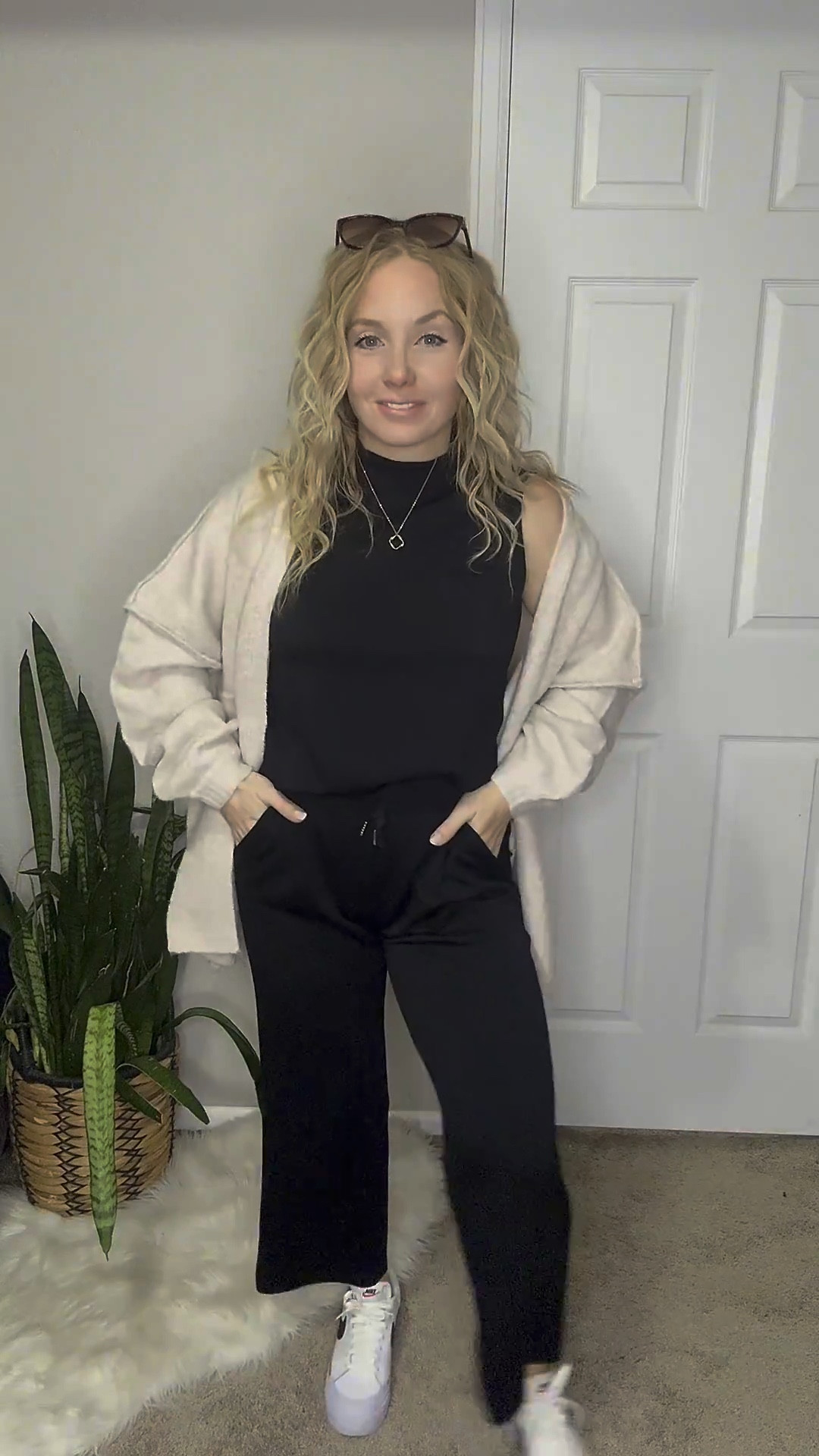 Black 2 piece matching set with oversized cardigan, Nike platform sneakers and  (went down half a size)




outfit inspo | outfit ideas | casual outfits amazon  |  amazon outfits every day | spring outfits winter outfit 

#LTKPetite #LTKootd #LTKgrwm