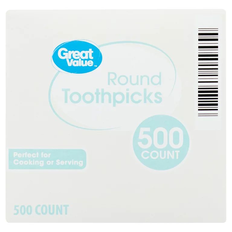 Great Value Classic Round Wood Toothpicks, Toothpick Box, 500 Count - Walmart.com | Walmart (US)