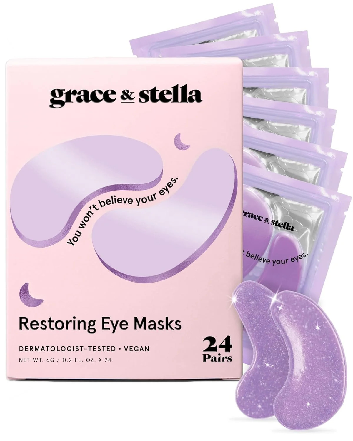 Grace & Stella Restoring Under Eye Mask - Purple - 24 Pairs | Walmart (US)
