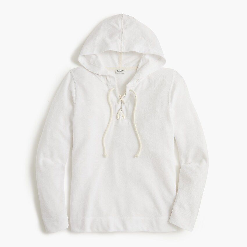 Towel terry lace-up hoodie | J.Crew Factory