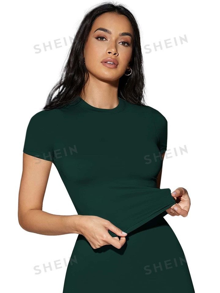SHEIN BAE Solid Fitted Tee | SHEIN