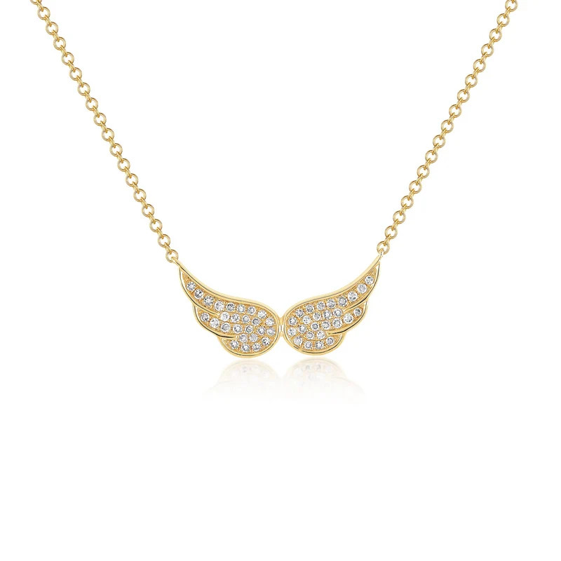 Diamond Double Angel Wing Necklace | EF Collection