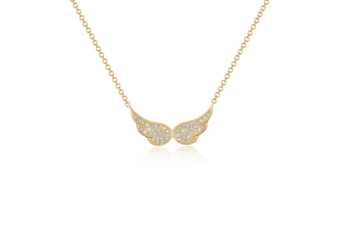 Diamond Double Angel Wing Necklace | EF Collection