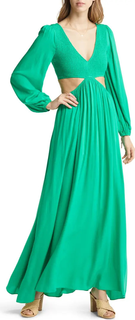 VICI Collection Smocked Cutout Long Sleeve Maxi Dress | Nordstrom | Nordstrom