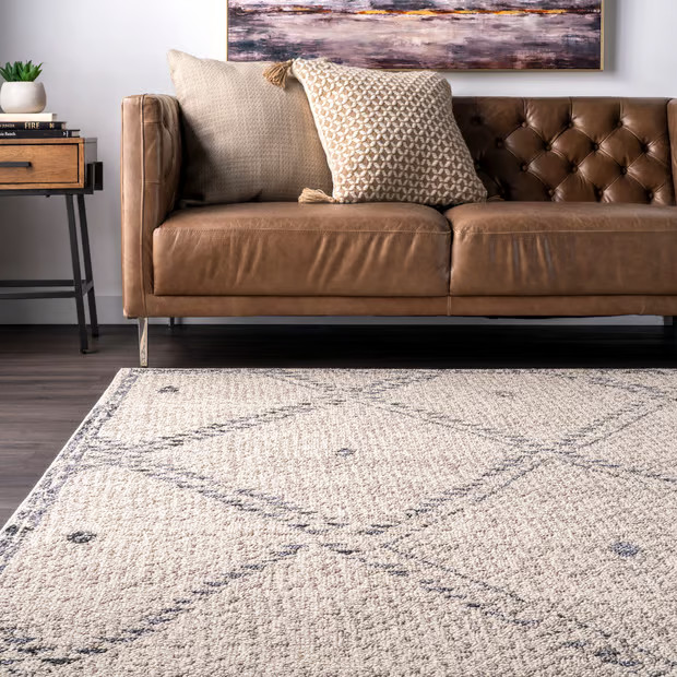 Ivory Dotted Trellis Area Rug | Rugs USA