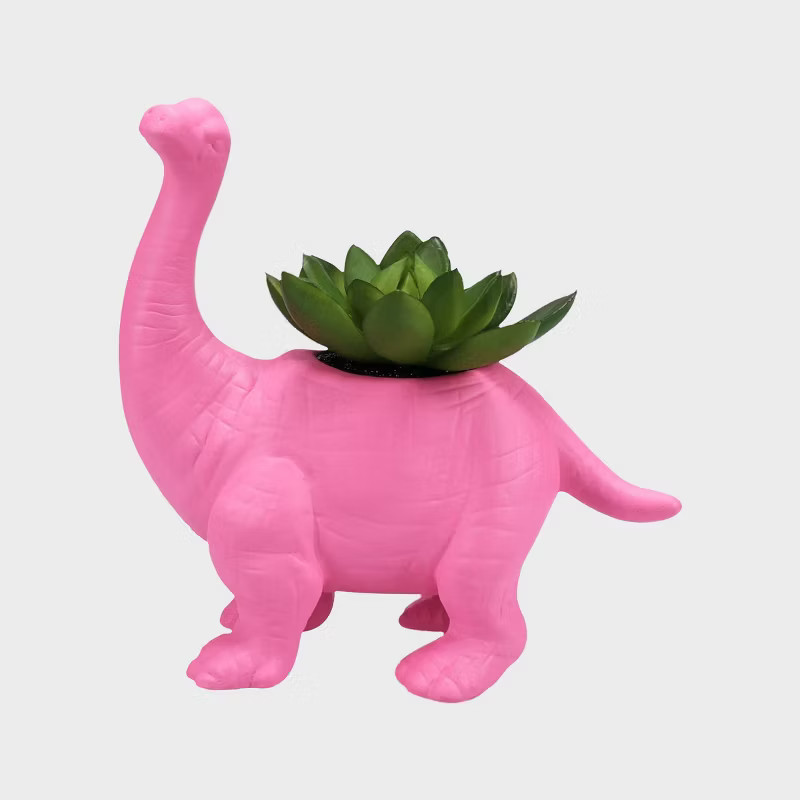 5.3" Ceramic Faux Succulent Valentine's Day Dinosaur Pink - Spritz™ | Target
