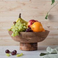 Wooden Fruit Bowl, Acacia Wood Footed Fall Host Gift, Pedestal Dining Table Kitchen Gift, Serving Bowl, Fall Decor, Country Cottage | Etsy (US)