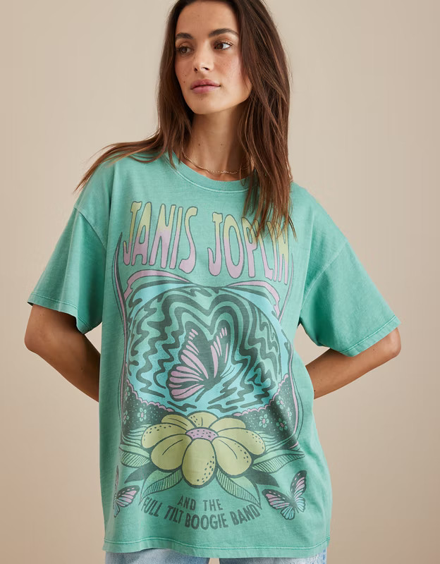 AE Oversized Janis Joplin Graphic Tee | American Eagle Outfitters (US & CA)