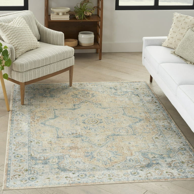 Nourison Astra Machine Washable Persian Beige Blue 5'3" x 7' Area Rug, (5x7) | Walmart (US)