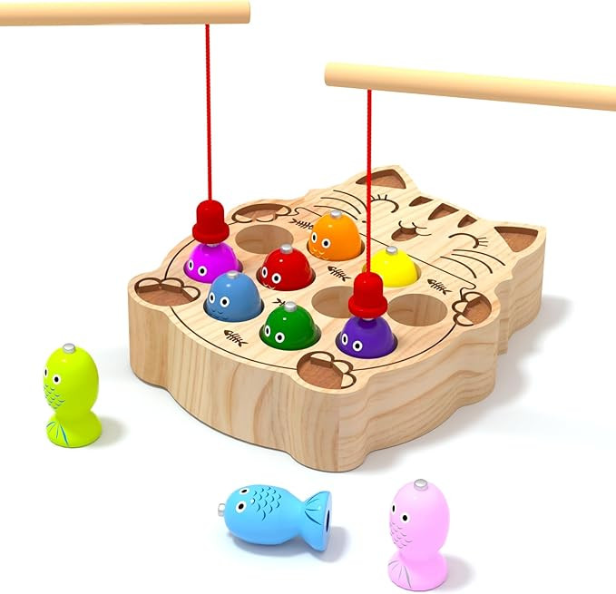 Wooden Magnetic Fishing Game for Toddlers 2-4, Montessori Sensory Busy Board Educational Learning... | Amazon (US)