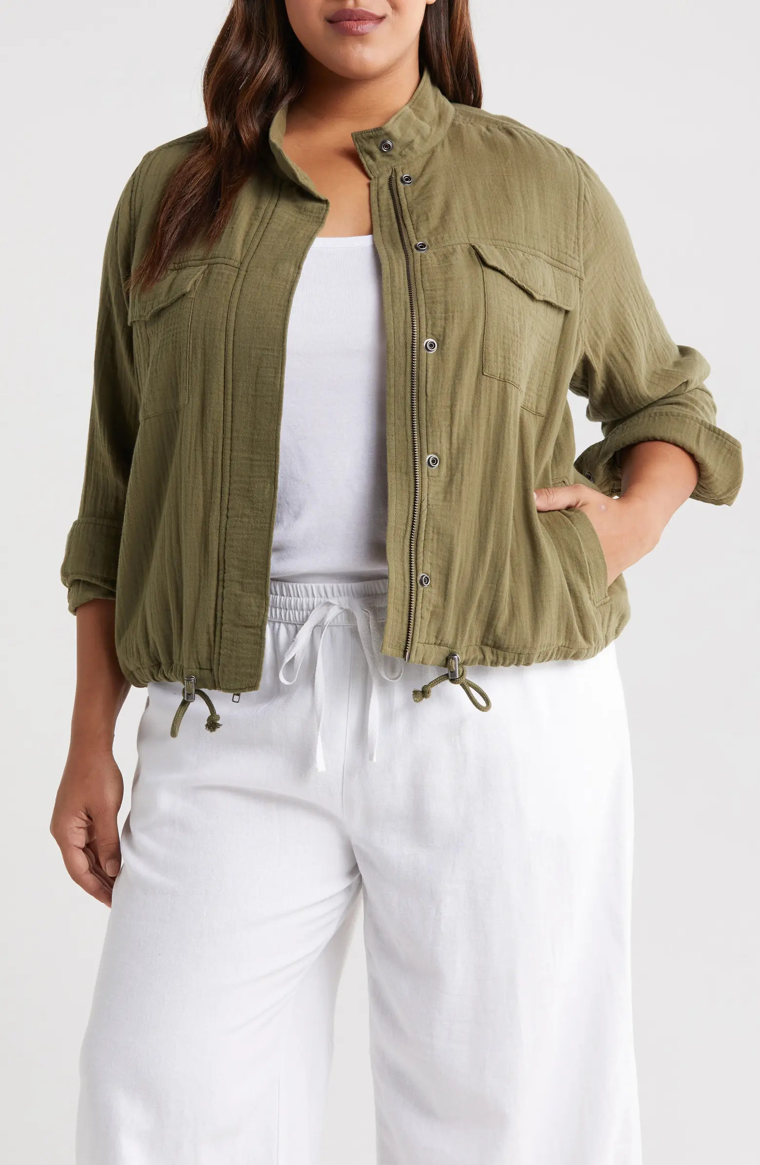Caslon® Cotton Gauze Utility Jacket | Nordstrom | Nordstrom