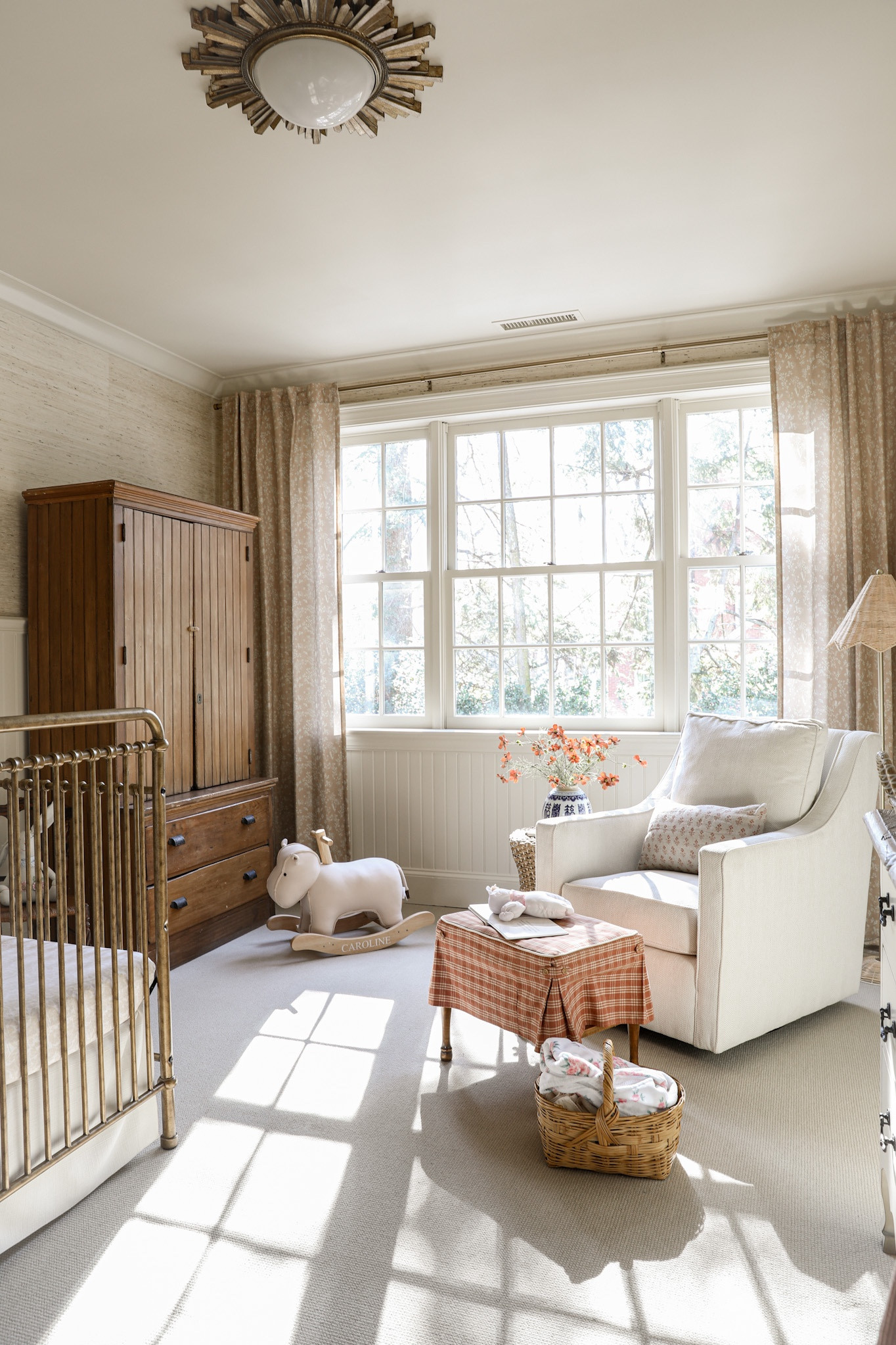 Nursery inspo, nursery design, baby girl nursery, gold crib, brass crib, pattern curtains, grasscloth wallpaper, million dollar baby crib

#LTKbaby #LTKkids #LTKhome