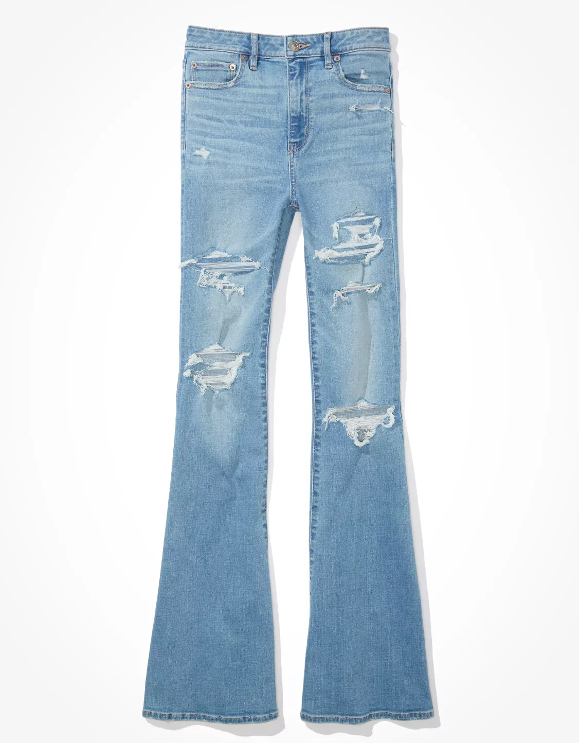 AE Ripped Super High-Waisted Flare Jean | American Eagle Outfitters (US & CA)