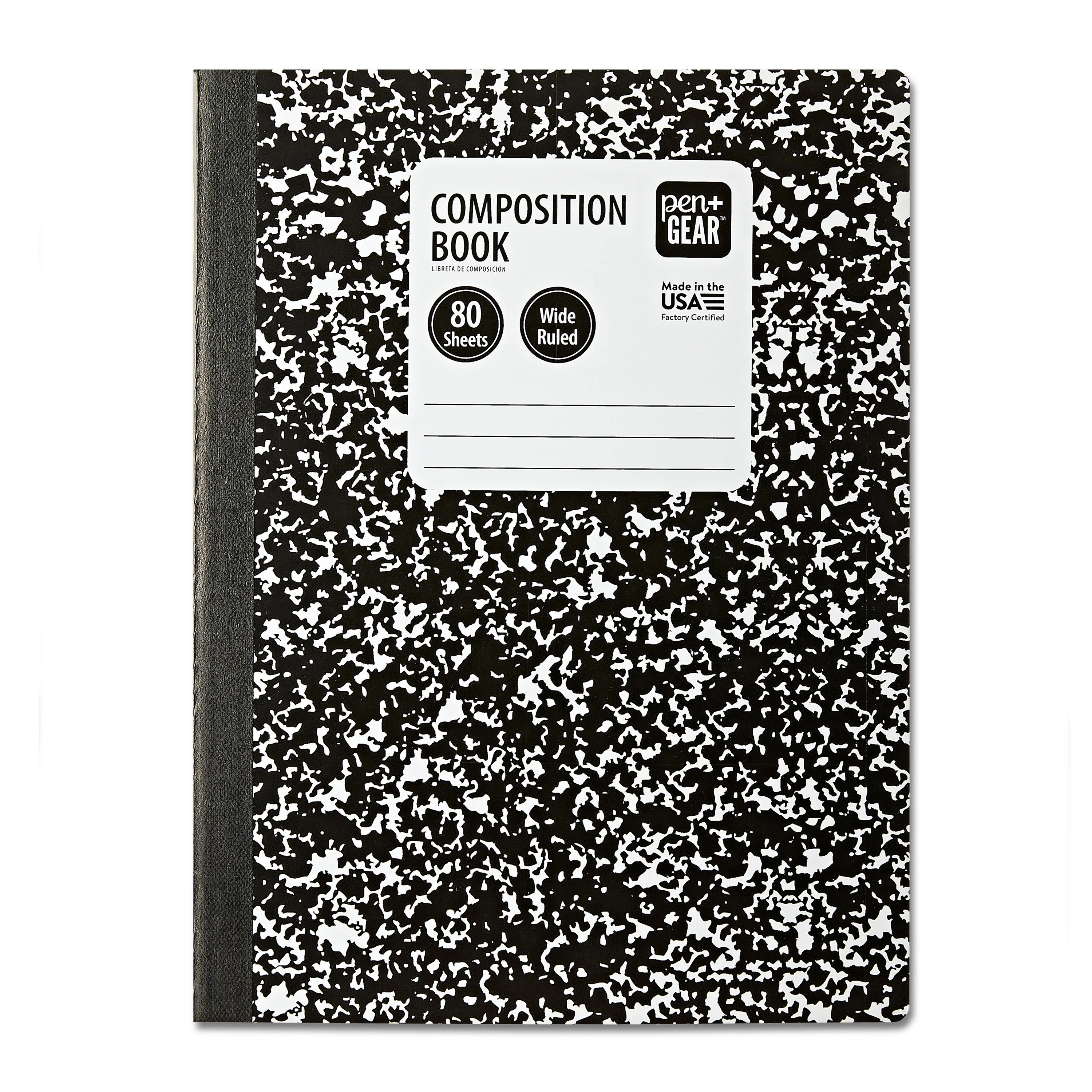 Pen+Gear 80 Sheets Marble Composition Book, 9.75 x 7.5 Wide Ruled | Walmart (US)