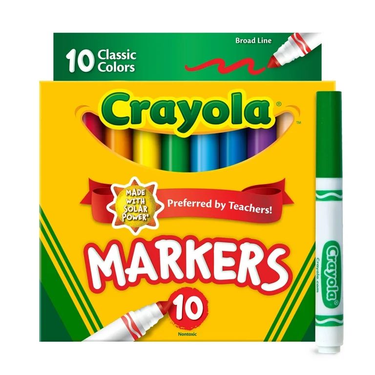 Crayola Broad Line Markers, 10 Ct Classic Colors, School Supplies for Teachers and Kids, Classroo... | Walmart (US)