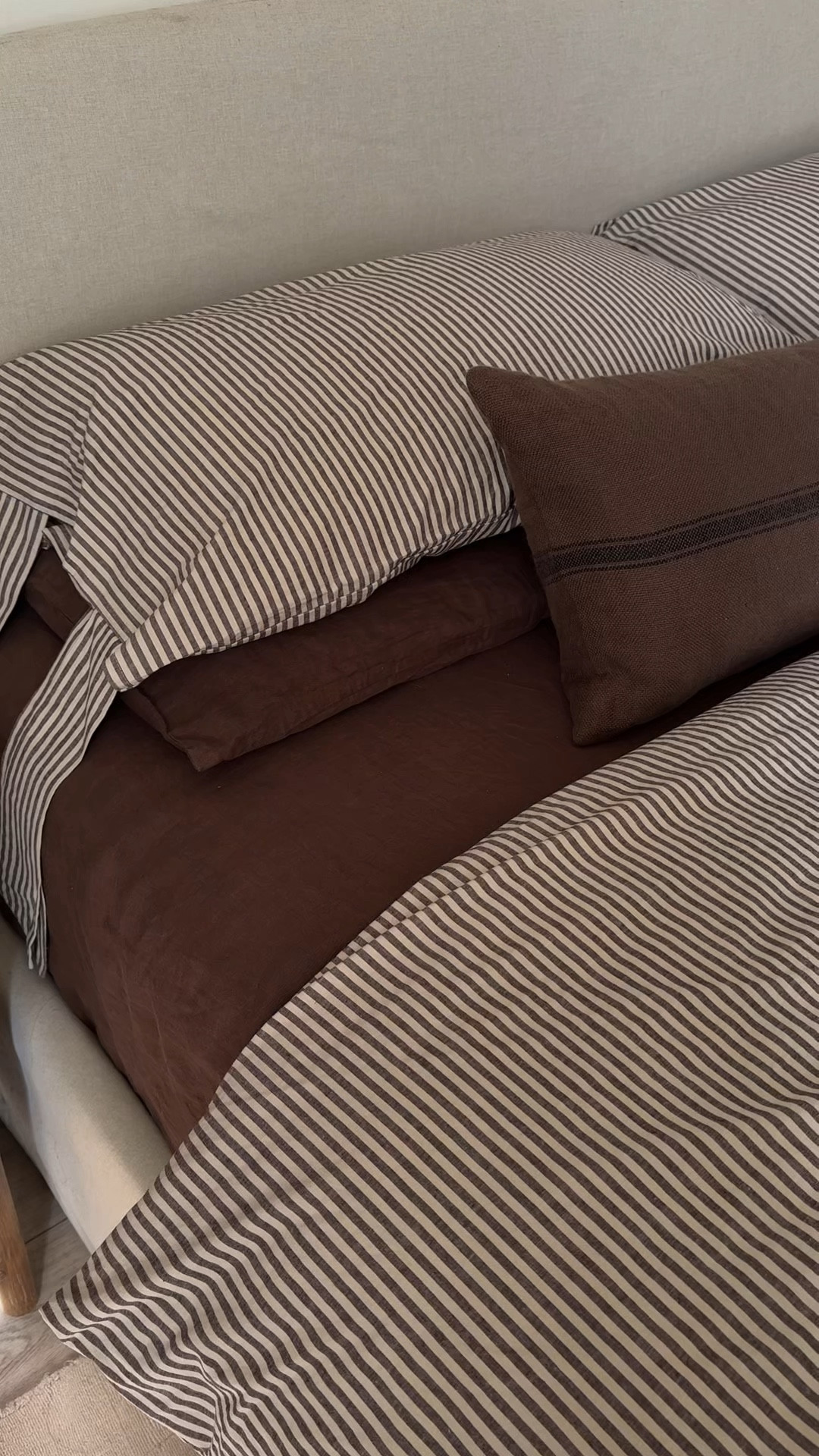 stripes + brown bedding combo 