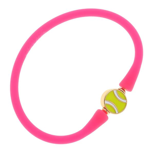 Bali Tennis Ball Bead Silicone Bracelet in Neon Pink | CANVAS