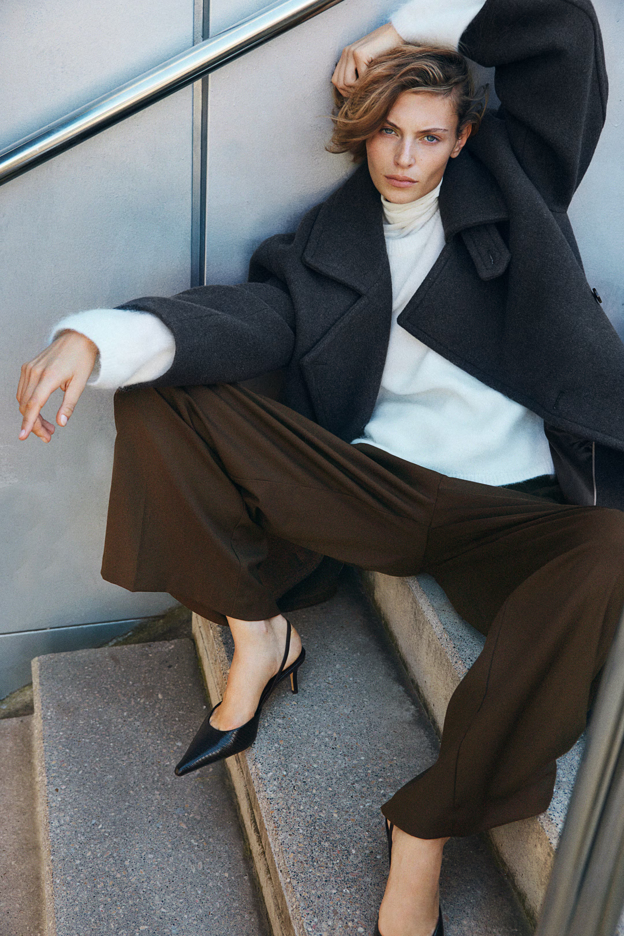 Wide-Leg Twill Pants - Dark khaki green - Ladies | H&M US | H&M (US + CA)