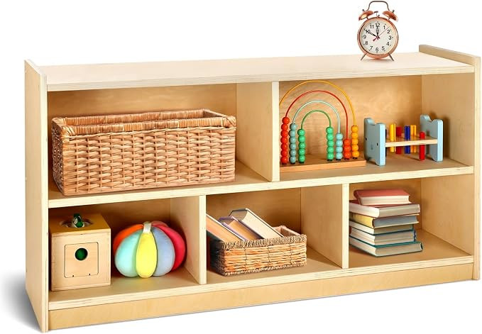 Montessori Bookshelf, 5-Section Wooden Storage Cabinet, FSC Safety | Toy Storage Organizer, 350lb... | Amazon (US)