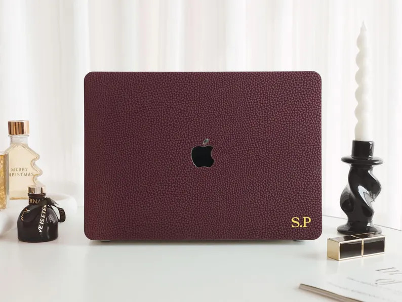 Burgundy Lychee Grain Personalized Leather MacBook Hard Cover For MacBook Pro 13 14 16 15 Air 13 ... | Etsy (Global)