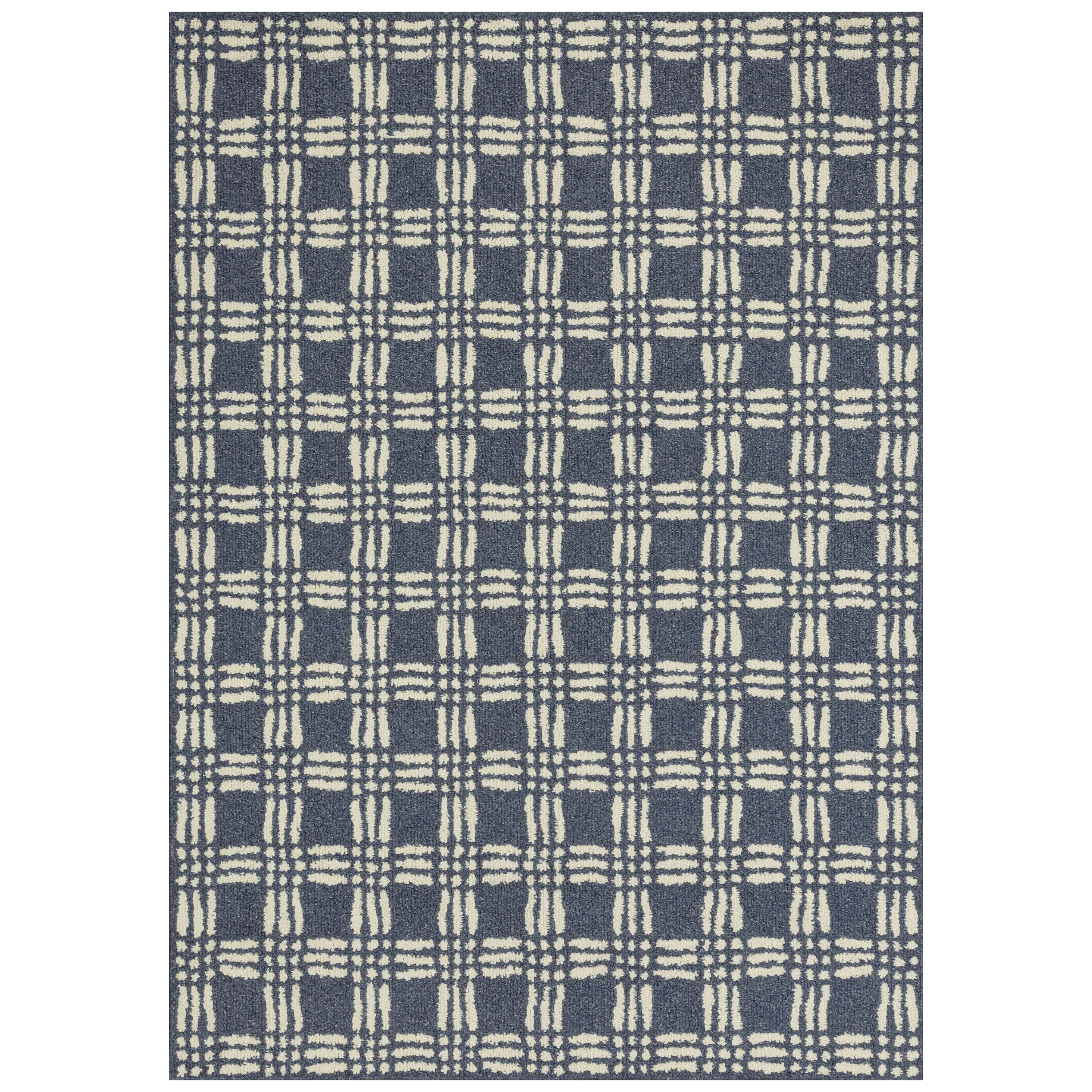 Mainstays Transitional Grid Plaid Blue Indoor Area Rug, 5' x 7' | Walmart (US)