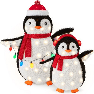 Best Choice Products 2-Piece Lighted 3ft Pop-Up Penguin Family Outdoor Christmas Decoration w/ 150 LED Lights - Red | Target