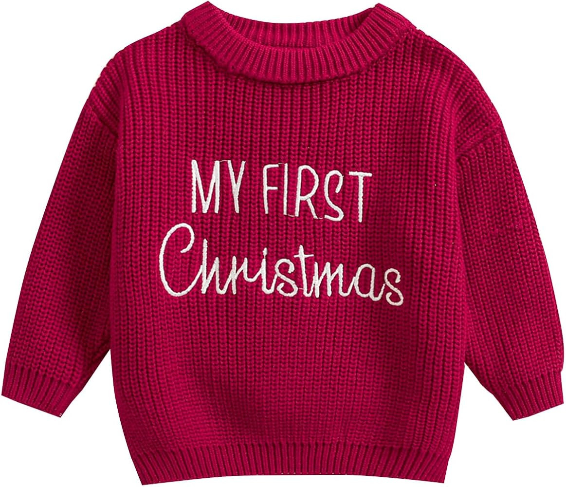 Baby Halloween Sweater Pumpkin Print Long Sleeve Crewneck Embroidery Knit Sweatshirt Toddler Fall... | Amazon (US)