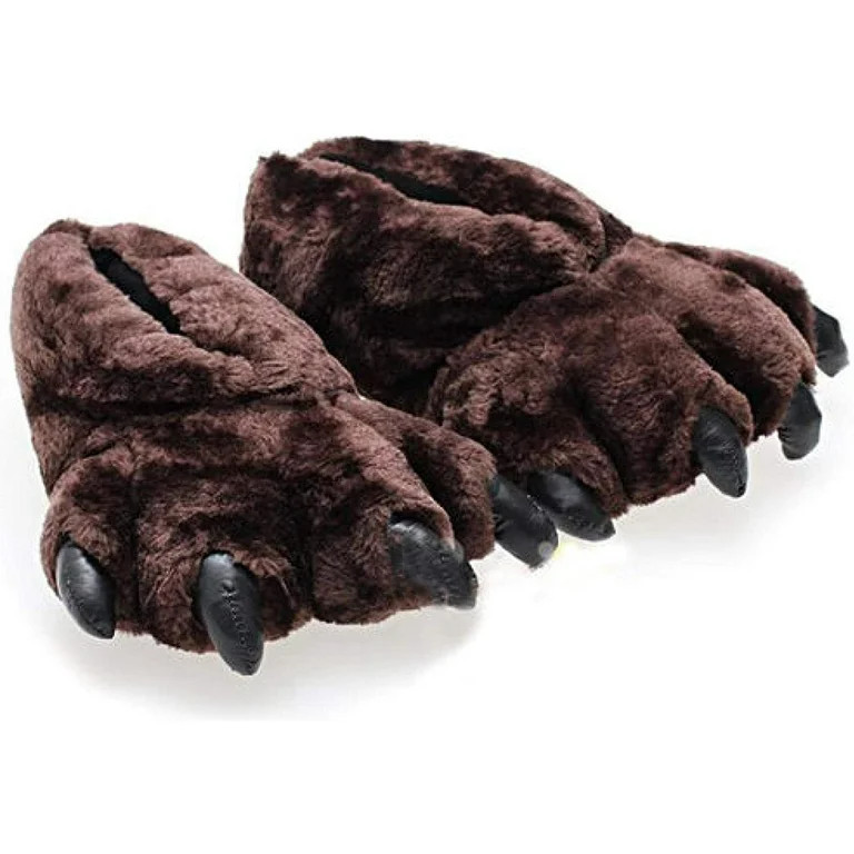 Cartoon Plush Slippers, Funny Bear Paw Slippers For Men Couple Bedroom house slippes Winter Furry... | Walmart (US)