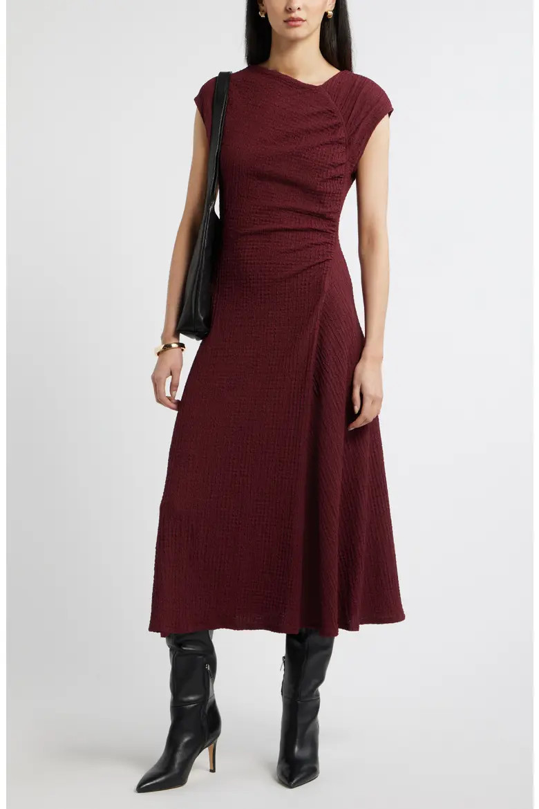 Textured Ruched Midi Dress (Women) | Nordstrom | Nordstrom